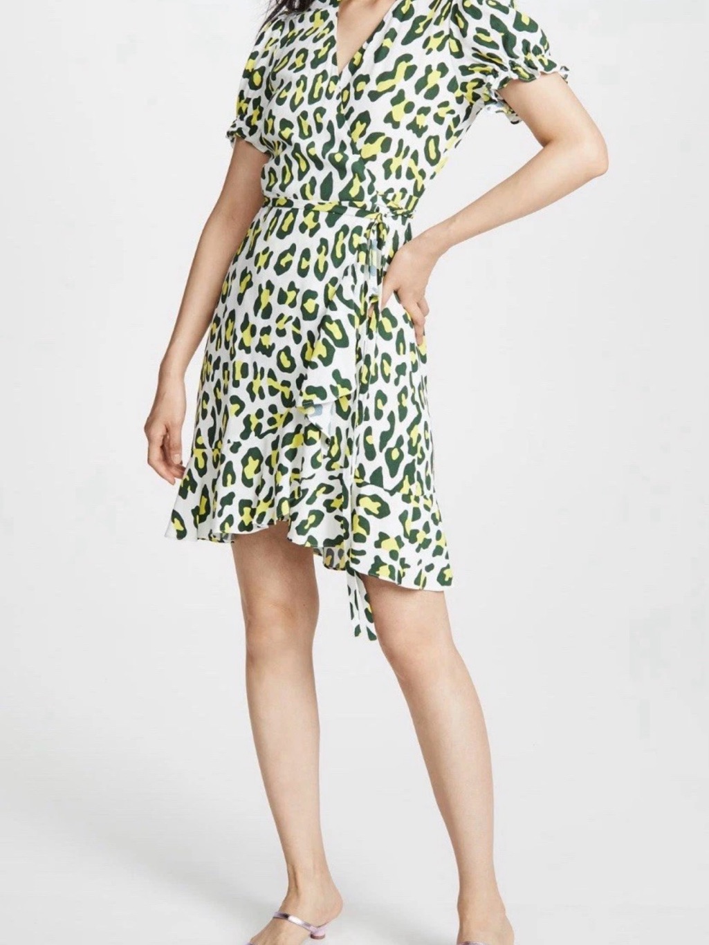 Diane Von Furstenberg Emilia Wrap Dress Leopard Print Yellow White Sz Xl Dvf
